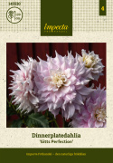 Lautasdaalia 'Gitts Perfection', jolla on halkaisijaltaan noin 20-25 cm kokoiset kerrotut.