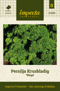 Kähäräpersilja 'Wega', Sammaleisen kihara. Tummanvihreät, käpristyneet lehdet.