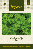 Lehtipersilja 'Fest', Maustepersilja, jolla on keskikokoiset, sileät, vihreät lehdet, joissa on paljon makua ja aromia.