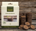 Kookosbriketti 50 kpl pakkaus, Täysin biohajoavia kookosbrikettejä, joissa on selluloosakuidusta valmistettu kuori.