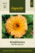 Tarhakehäkukka 'Bon Bon Apricot', Kerrotut, vaalean aprikoosin ja hunajankeltaisen väriset kukat tiheässä ja tiiviissä kasvustossa.