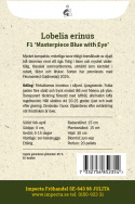 Sinilobelia F1 'Masterpiece Blue with Eye', Erittäin tiiviit, yhtenäiset tupsut, joissa on runsaasti syvänsinisiä kukkia, joissa on valkoinen silmä
