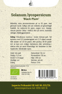 Luumutomaatti 'Black Plum', suuria noin 50 gramman luumutomaatteja, joissa on vihreä-musta kaula.
